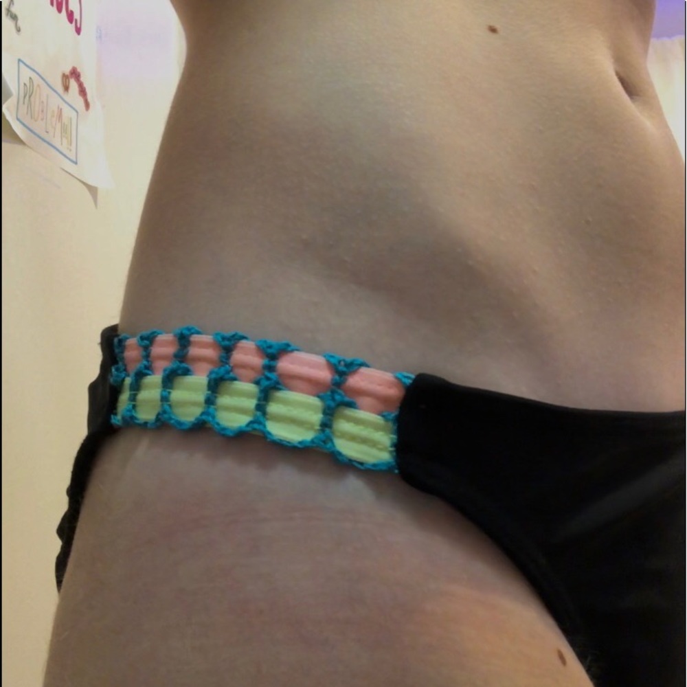 green and pink bikini bottoms